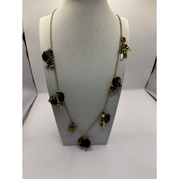 J. Crew Jewelry - J. Crew Long Multicolor Brulee Rhinestone Tortoise Shell Copper Bead Necklace